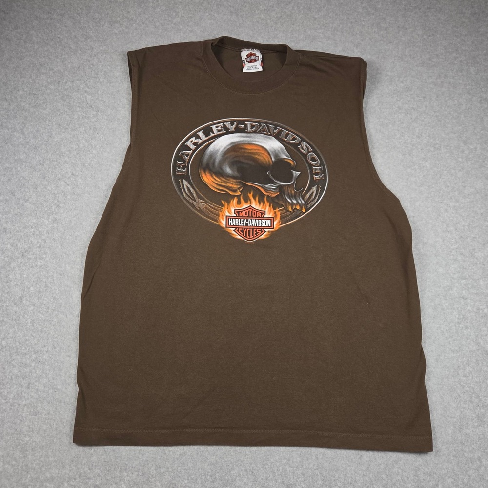 Harley Davidson Gengras Hartford CT 2007 Skull Sleeveless Tank XL Y2K Biker